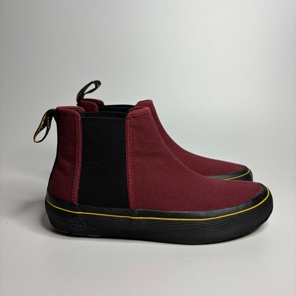 Dr. Martens Women's Phoebe Canvas Chelsea Sneaker Boots in Cherry Red - Picture 6 of 11